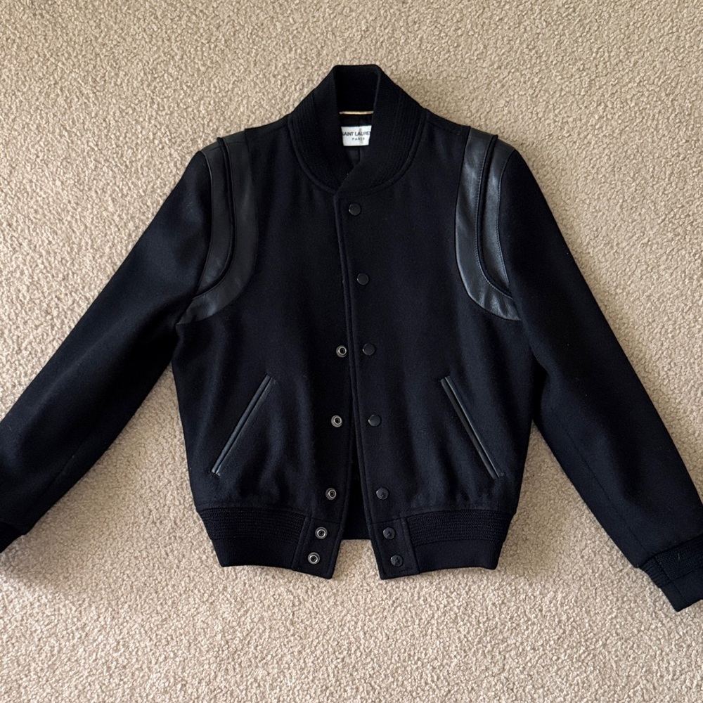 Saint Laurent Women Black Varsity Jacket